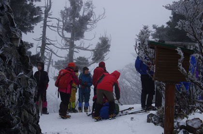 頂上稜線の樹氷が美しい